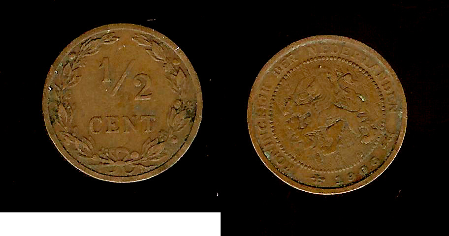 PAYS-BAS 1/2 Cent lion couronné 1906 Utrecht TTB